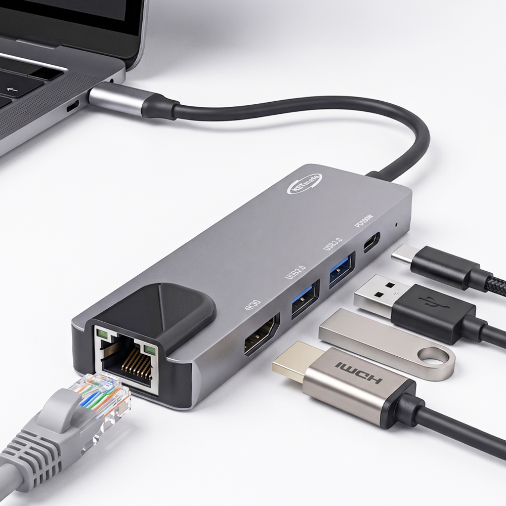강원전자 넷메이트 USB Type C 5 in 1 멀티 허브 NM-PMH501