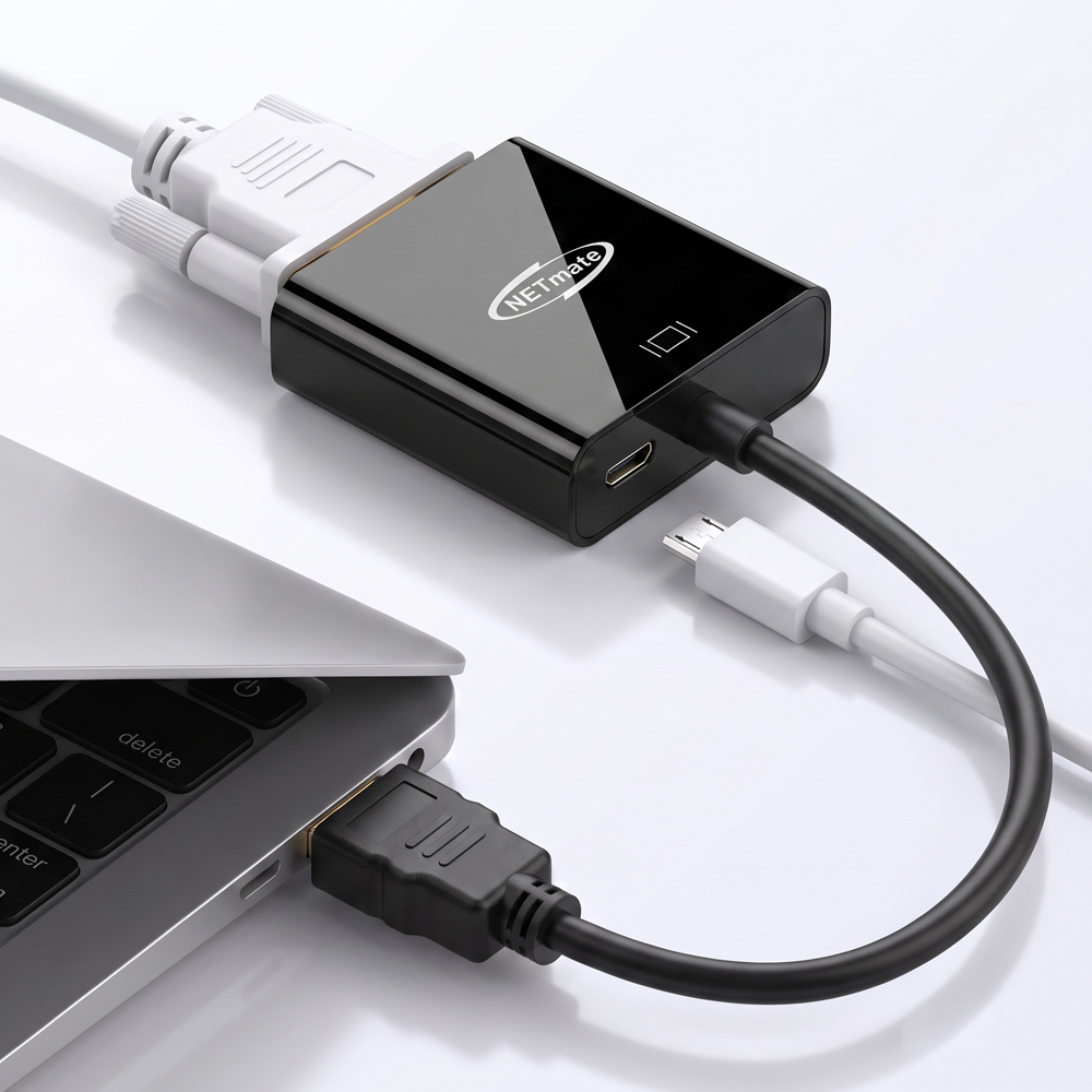 강원전자 넷메이트 HDMI to VGA(RGB) 컨버터, 전원 입력 NM-HV03AP