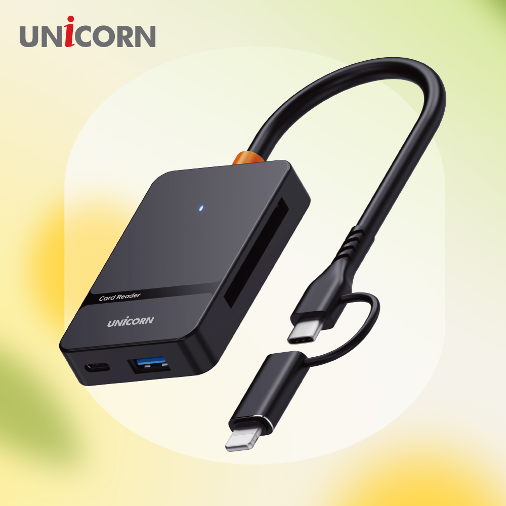 유니콘 USB 6in1 통합멀티카드리더기 USB3.2 Gen1 Type-C&8핀 듀얼컨넥터 XC-7000M