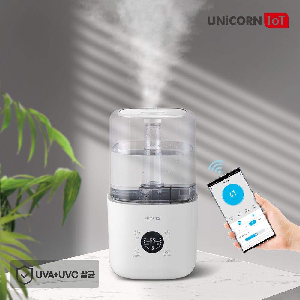 유니콘 IOT UV살균 4.5L대용량스마트가습기 IOT 앱연동 WIFI어플연동 리모컨지원 TL-HM45V