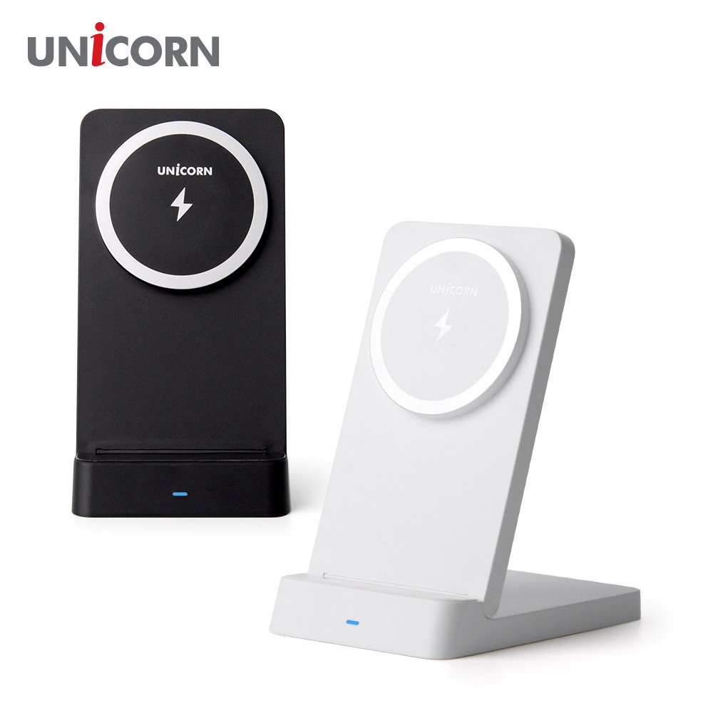 유니콘 맥세이프 무선충전기 15W 접이식 스탠드거치대 PD3.0 QC3.0지원 ZQ-M15W 화이트