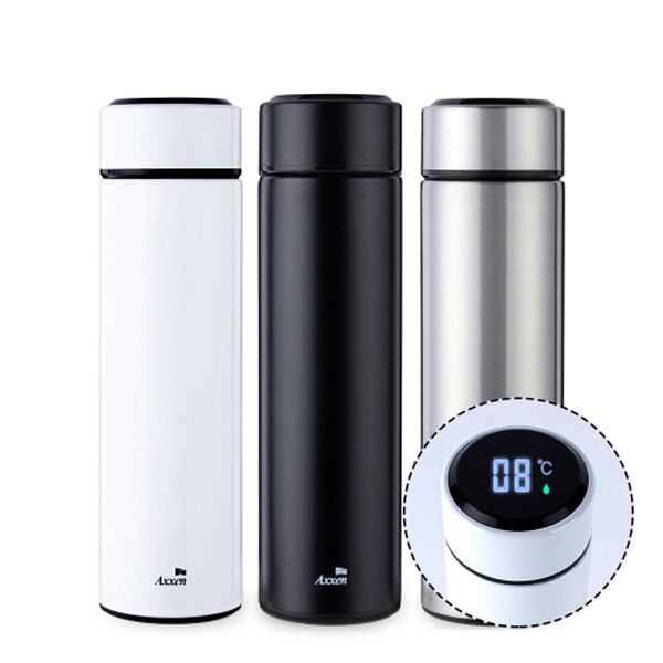 액센 SK100 온도표시 LED 텀블러 실버