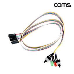 Coms PC 전원 리셋 스위치 케이블 LED라이트 60cm 메인보드 연결용