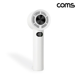 Coms 나비 손선풍기 미니 화이트 100단 터보 LED정보창 1200mAh