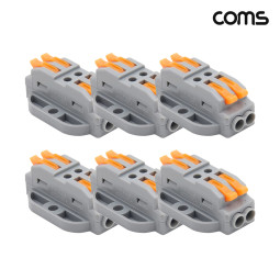 Coms 터미널 블록 4핀 양방향 와이어 커넥터 접속 단자 Toolless 6개입