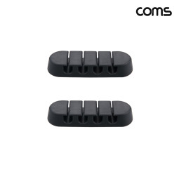 Coms 케이블 오거나이저 Black 4구 전선 케이블 정리 전선정리 고정클립 2개입