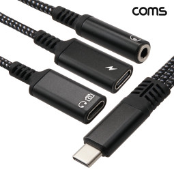 Coms C타입 충전 오디오 변환 케이블 3.5mm 스테레오 이어폰 AUX