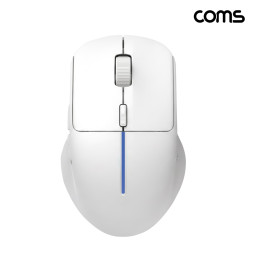 Coms 블루투스 5.1 2.4Ghz 듀얼모드 마우스 White 충전식 조용한 무소음 클릭 하루종일 가벼운 사용감 Two BT 동작 LED