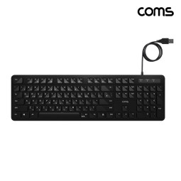 Coms USB 유선 키보드 저소음 멤브레인 104키 가정용 일반 사무용 사무실 PC 컴퓨터
