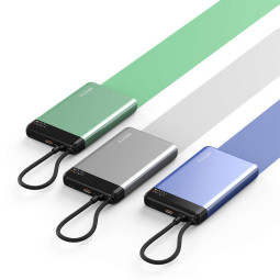 넥스트유 보조배터리 10000mAh 일체형 케이블 블루 1009QPB MINI