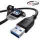 강원전자 넷메이트 USB3.0 연장 AM-AF 판넬형 케이블 3m, 블랙 NMC-UF330SB