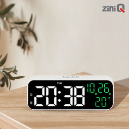 지니큐 LED 무소음 전자알람시계 온도 날짜 시간 타이머기능 탁상용 ZQ-CM500