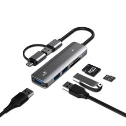 액센 MH21 듀얼커넥터 5in1 USB3.0 멀티허브