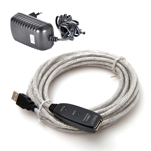NEXT-USB05PW USB2.0 리피터 5M 케이블(5V 3A아답터 포함)