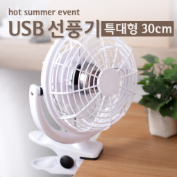 Coms USB 선풍기 (상하조절/집게거치형), White/특대형-30cm