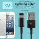Coms iOS 스마트폰5 케이블(고급형) Black, 3m