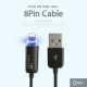 Coms IOS 8핀 (8Pin) LED 케이블/ 완충알림 / Black