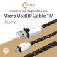 Coms USB/Micro USB(B) 케이블(Flat형) 1M, 스네이크무늬 Black