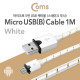 Coms USB/Micro USB(B) 케이블(Flat형) 1M, 스네이크무늬 White