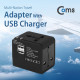 Coms 해외 여행용 전원 변환 멀티 충전기/아답터/어댑터/ Black, USB 2포트, 5V 2.1A, iOS 충전지원