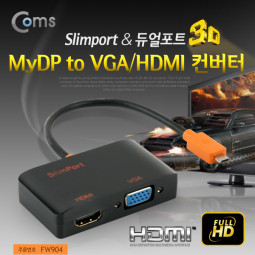 Coms MyDP (Slimport) to VGA/HDMI 컨버터, 검정 (V10/G4/G3/G2/G Pro/G Flex2/ G Flex 호환)