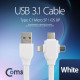 Coms USB 3.1 케이블 3 in 1(USB to Type C/Micro 5P/Lighting) 1M/White