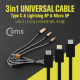 Coms USB 3.1 스마트폰 멀티 케이블(3 in 1) Type C/Micro 5P/Lighting