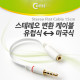 Coms 스테레오 케이블 (Short/3.5/4극 MF) 10cm, White/Stereo