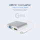 Coms USB 3.1 Type C 컨버터(HDMI+VGA) 15cm, Metal Silver