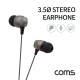 Coms 3.5 스테레오 이어폰 1.2m / 컨트롤 리모콘 / 마이크 / Stereo / black