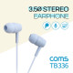 Coms 3.5 스테레오 이어폰 1.2m / 컨트롤 리모콘 / 마이크 / Stereo / Sky Blue
