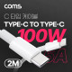 Coms USB 3.1(Type C) 고속충전 데이터전송 케이블 2M 100W 5A, E-Marker 이마커, C타입 to C타입