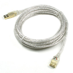 Coms USB 고급형 연장 케이블 5m 투명 GOLD