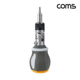 Coms 비트 수납형 래칫 드라이버 십자 일자 정밀 회전 헤드 멀티 공구