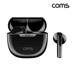Coms 블루투스 무선 이어폰 블랙 5.3v 중저음 베이스 강화 무압박 걸침방식 자동페어링 핸즈프리