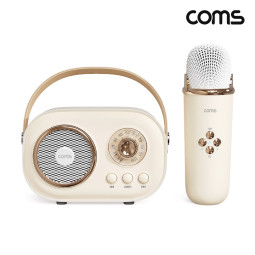 Coms 미니 노래방 블루투스 스피커 마이크 휴대용 캠핑용