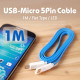 Coms USB/Micro USB(B) 케이블(LED) Blue