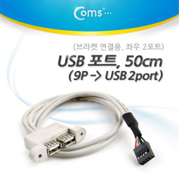 Coms USB 포트 (9P -> 2port USB) 50cm, 좌우 2P/ White