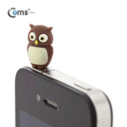 Coms 스마트폰 이어캡, 부엉이 캐릭터 (브라운)