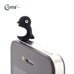 Coms 스마트폰 이어캡, 팽귄 캐릭터 (블랙)