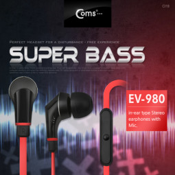 Coms 이어폰 (EV-980) , 4극(마이크지원/볼륨컨트롤)