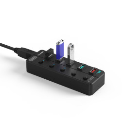 5포트 10Gbps USB3.2 유전원 허브 USB-A 3.2 GEN2 10G 유전원 5허브 / 퀵차지 1포트 / GEN2 10Gbps 전송속도