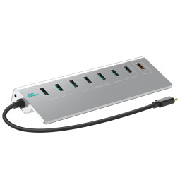 C타입 유전원 8포트 USB허브 +고속충전 USB3.2 GEN2 10G XT1301060