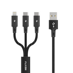 USB-A to 3 in 1 고속충전 케이블 3개 동시연결 5V 2.85A(15W) USB2.0 480Mbps 1.2M