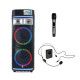 버스킹 이동식 앰프 300W 스피커 충전식 본체 + UHF 핸드/헤드 핀 마이크 각1개  CR500NSAC
