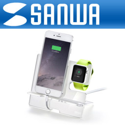 SANWA PDA-STN12W Apple Watch + iPhone 거치대(화이트)
