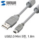 SANWA KU-AMB518K USB2.0 AM-Mini 5핀 초슬림 케이블 1.8m (USB-IF 인증)