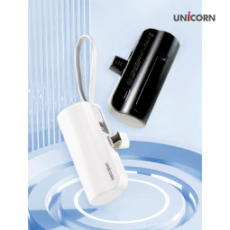 유니콘 도킹형 휴대용 미니보조배터리 아이폰/C타입 겸용 5000mAh 거치가능 PD-5000M 블랙