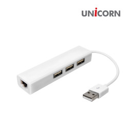 유니콘 ULAN-203H USB유선랜카드 USB허브 3포트