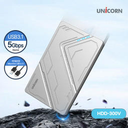 유니콘 USB3.1 케이블포함 2.5인치 외장하드케이스 원터치슬라이드조립 HDD-300V